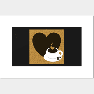 A heart with copy space and a cup with coffee beans Posters and Art